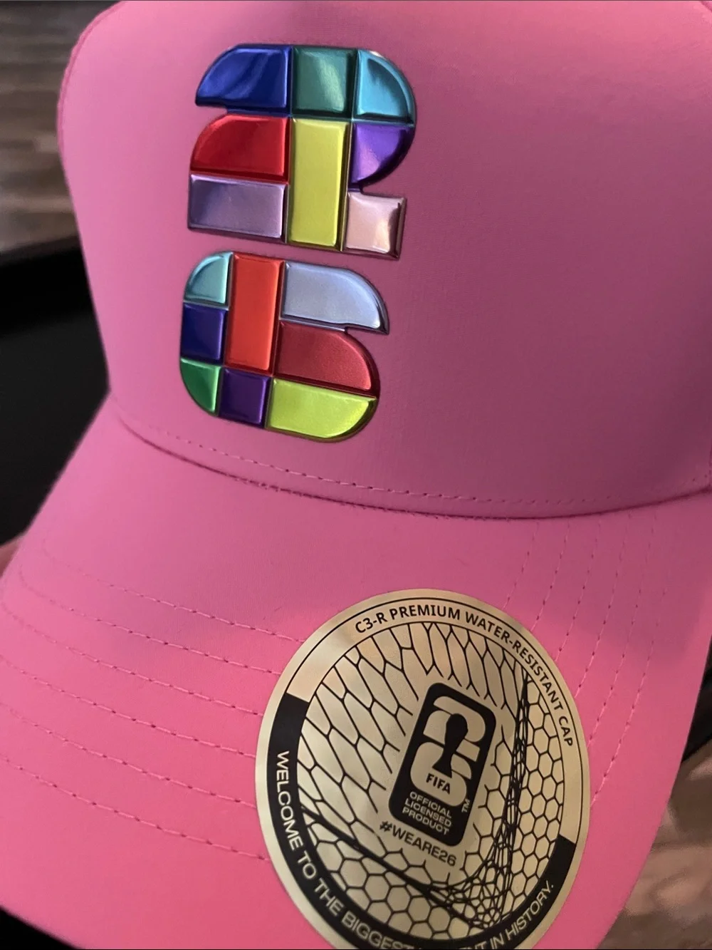 FIFA Pink Adult Snapback Hat with Multicolor Emblem - NWT